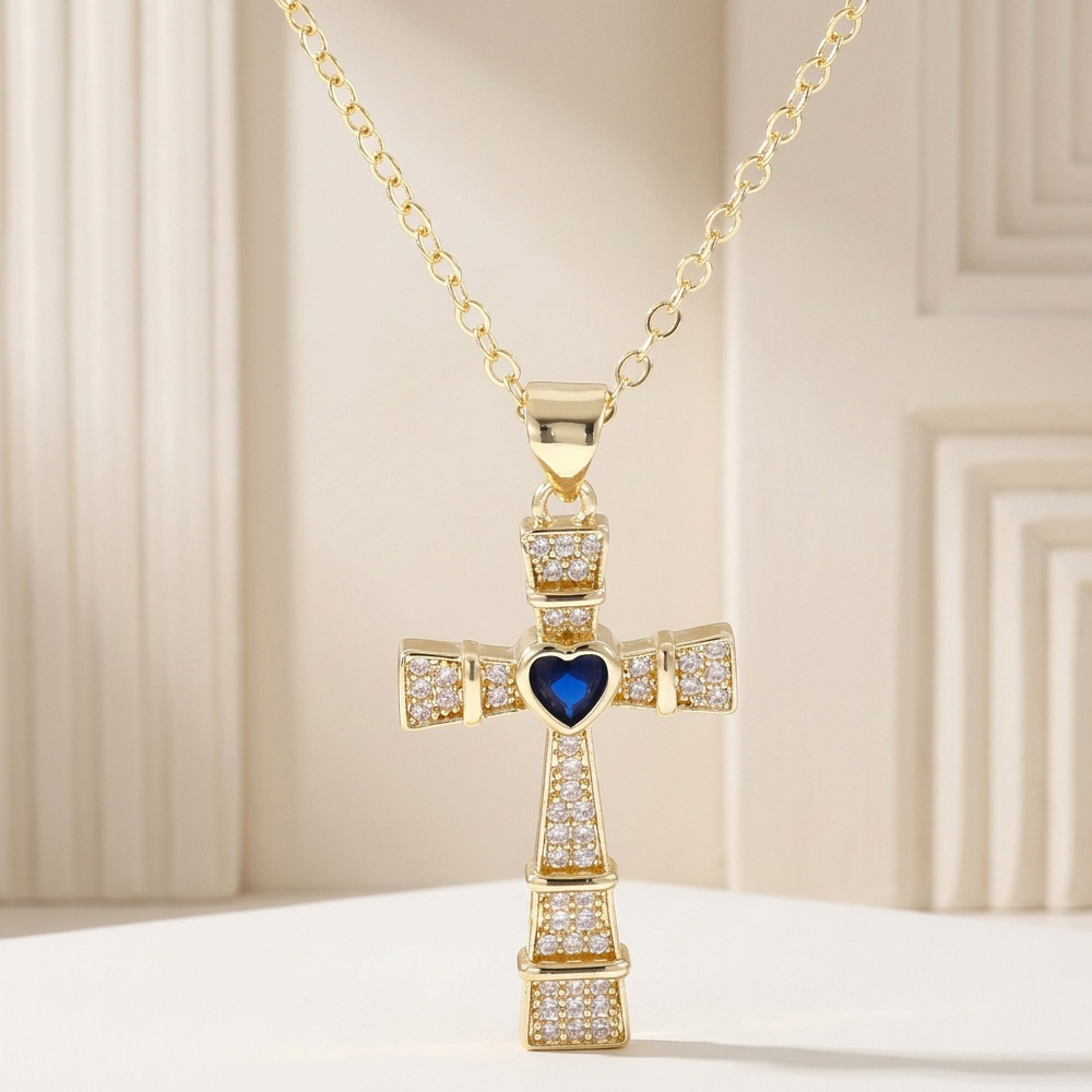ファッションキュービックジルコニアクロスペンダントネックレス - Crystal Choker Necklace のレビューと価格