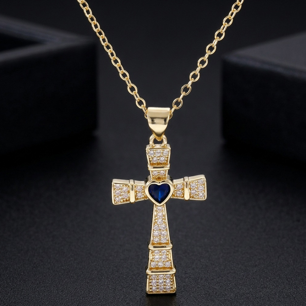ファッションキュービックジルコニアクロスペンダントネックレス - Crystal Choker Necklace のレビューと価格