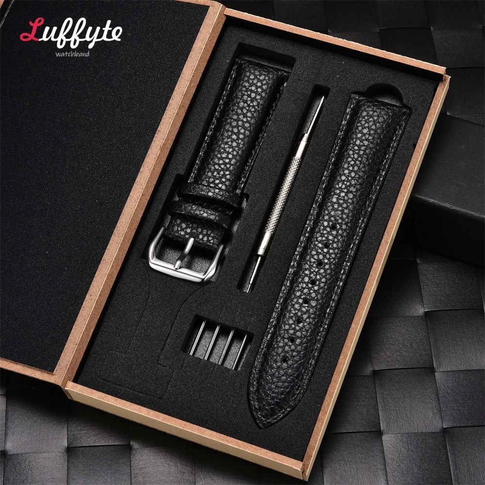 ライチ柄レザー時計バンド 16 ミリメートル 18 ミリメー - Watch Strap Replacement のレビューと価格