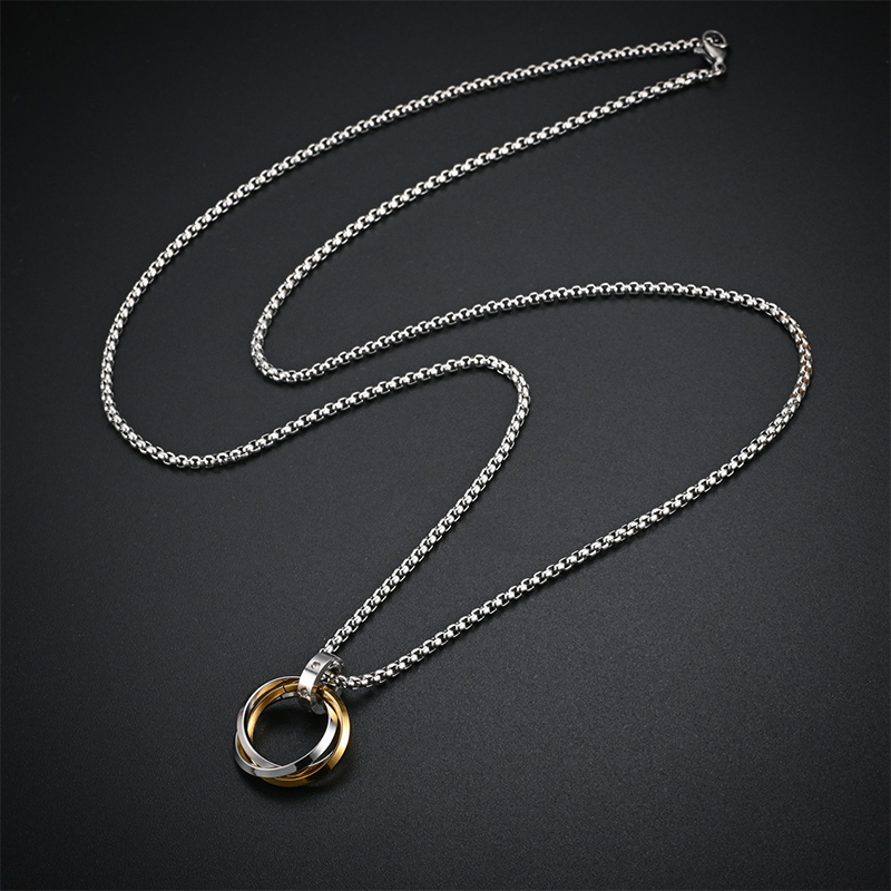ファッション男性ネックレス 3 ラウンドリングステンレス鋼の - Mens Dog Tag Necklace のレビューと価格