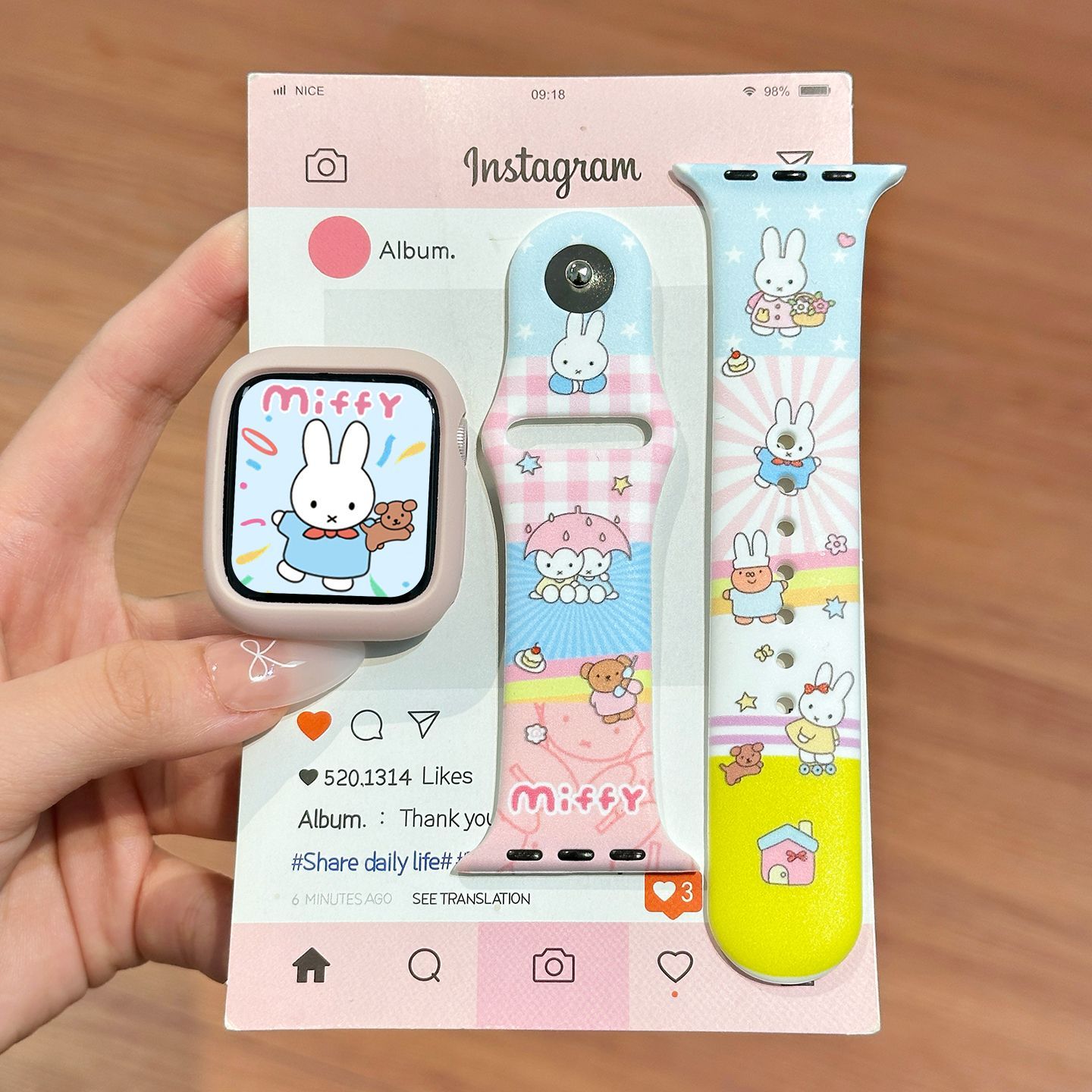 ドーパミンカラー ミッフィー シリコン時計バンド かわいい  - Watch Strap Replacement のレビューと価格