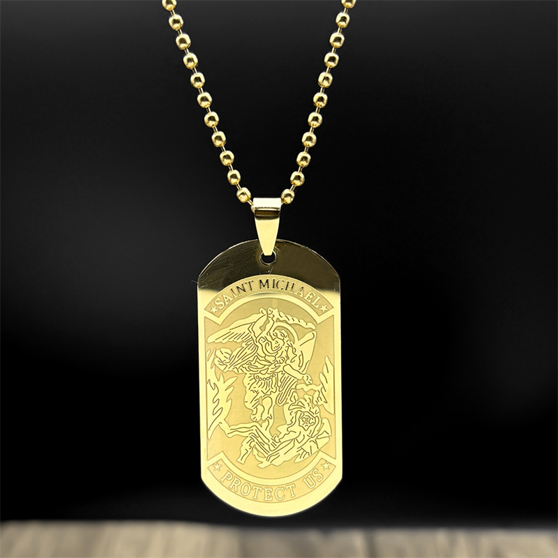 サントマイケルは、男性と女性のための大天使のペンダント、ステ - Mens Dog Tag Necklace のレビューと価格