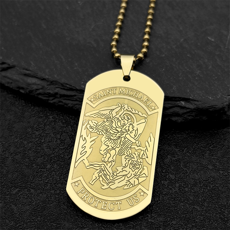 サントマイケルは、男性と女性のための大天使のペンダント、ステ - Mens Dog Tag Necklace のレビューと価格