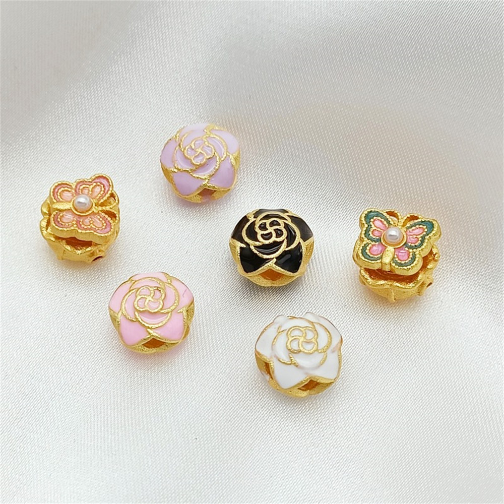 18K ゴールドメッキサンドゴールド両面ローズビーズ散在ビー - Rose Gold Bracelet のレビューと価格