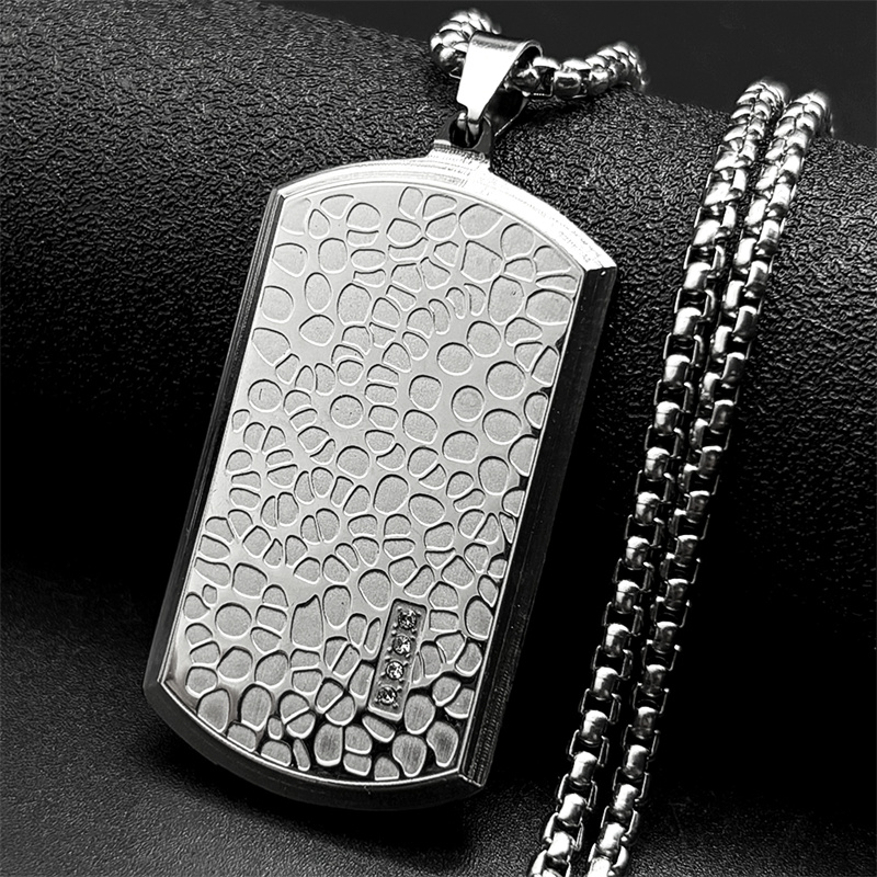 レトロなステンレス鋼の不規則なパターンのドッグタグペンダント - Mens Dog Tag Necklace のレビューと価格