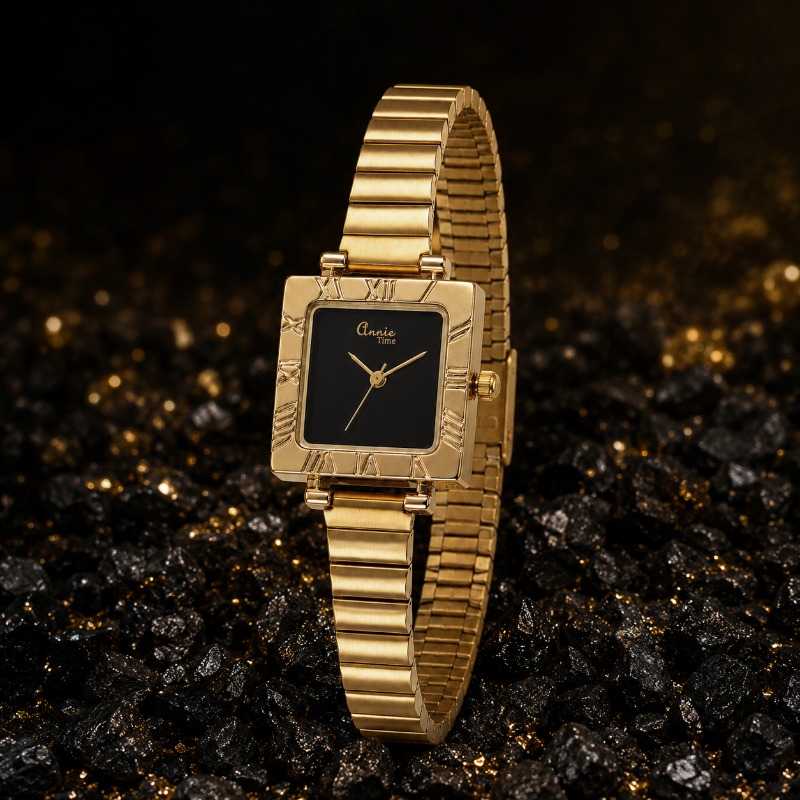 高級ゴールドスクエアレディースクォーツ時計レトロローマンボー - Jewelry Watches For Kids のレビューと価格