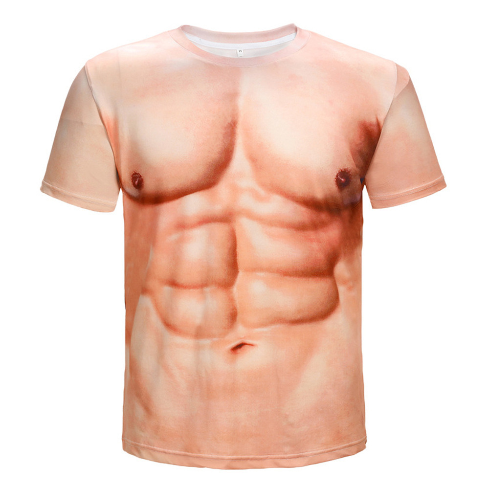 メンズ面白い偽筋肉腹筋3D全面プリントTシャツタトゥードッグ - Mens Dog Tag Necklace のレビューと価格