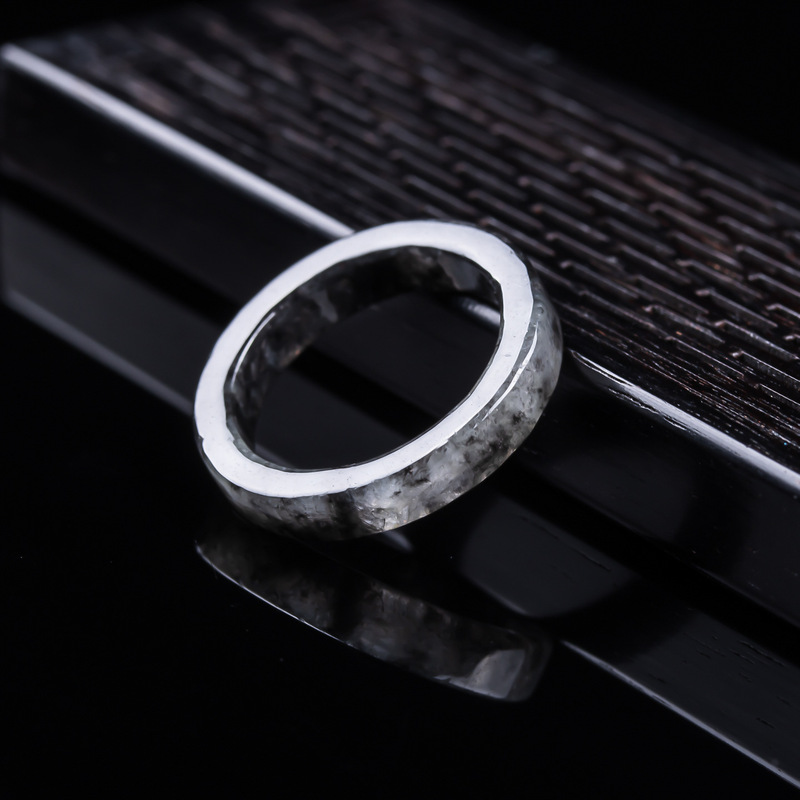天然A級ビルマ産、黒翡翠アイスタイプリング、男女兼用ジュエリ - Jewelry & Watches Sp Z Oo Ul Frezerów 3 のレビューと価格