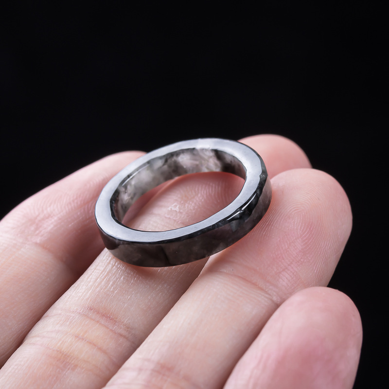 天然A級ビルマ産、黒翡翠アイスタイプリング、男女兼用ジュエリ - Jewelry & Watches Sp Z Oo Ul Frezerów 3 のレビューと価格
