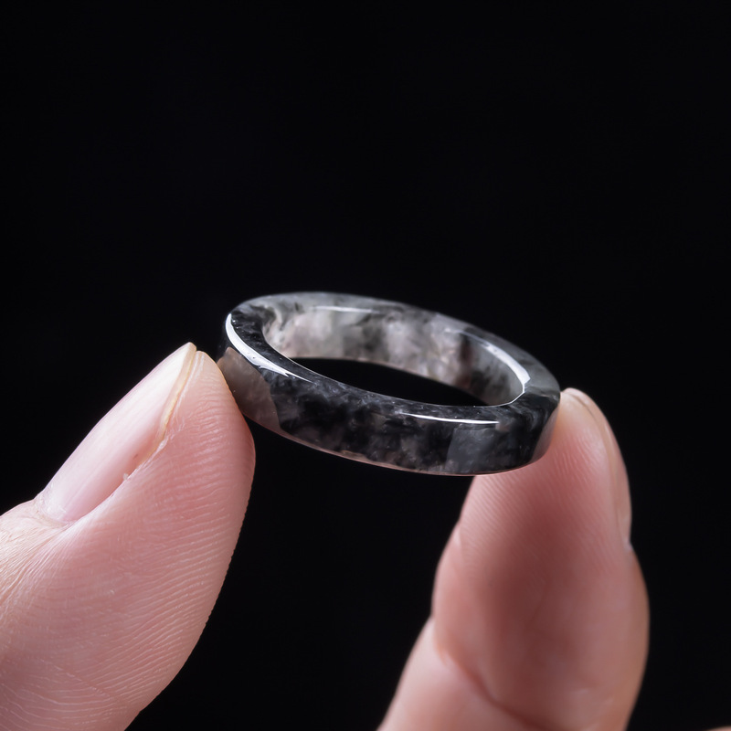 天然A級ビルマ産、黒翡翠アイスタイプリング、男女兼用ジュエリ - Jewelry & Watches Sp Z Oo Ul Frezerów 3 のレビューと価格
