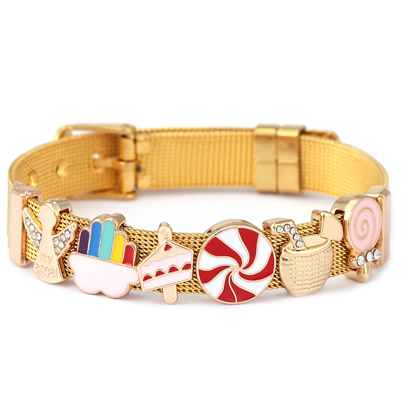 ゴールドカラーのステンレス鋼ストラップメッシュブレスレット女 - Jewelry Watches For Kids のレビューと価格