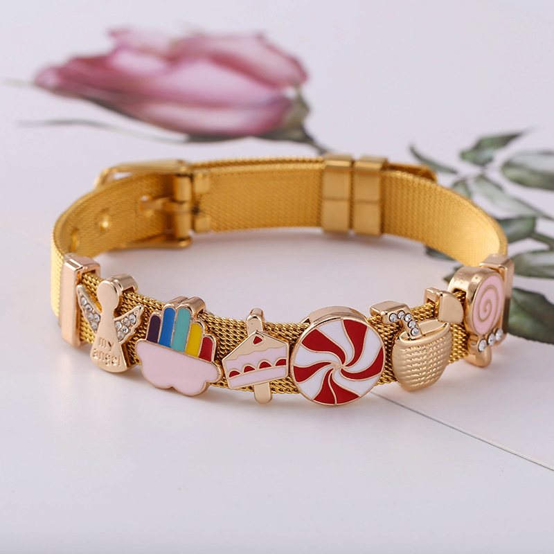 ゴールドカラーのステンレス鋼ストラップメッシュブレスレット女 - Jewelry Watches For Kids のレビューと価格
