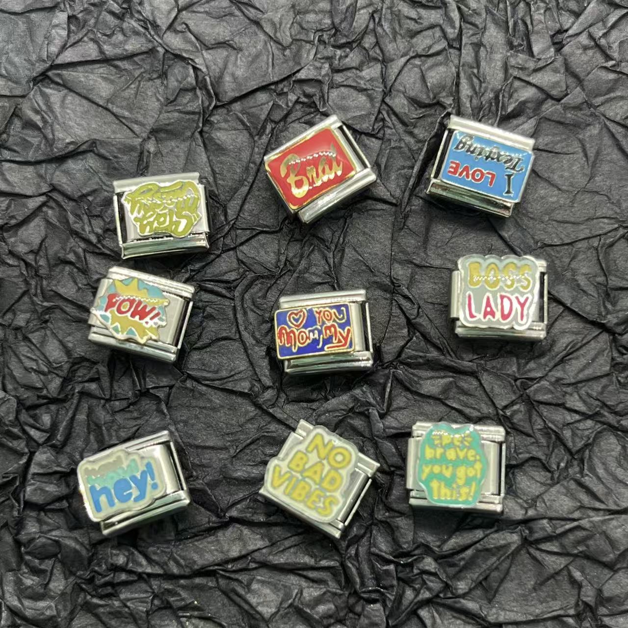 ファッションクラシック英語の言葉女性男性バングルイタリアチャ - Charm Bracelet Beads のレビューと価格